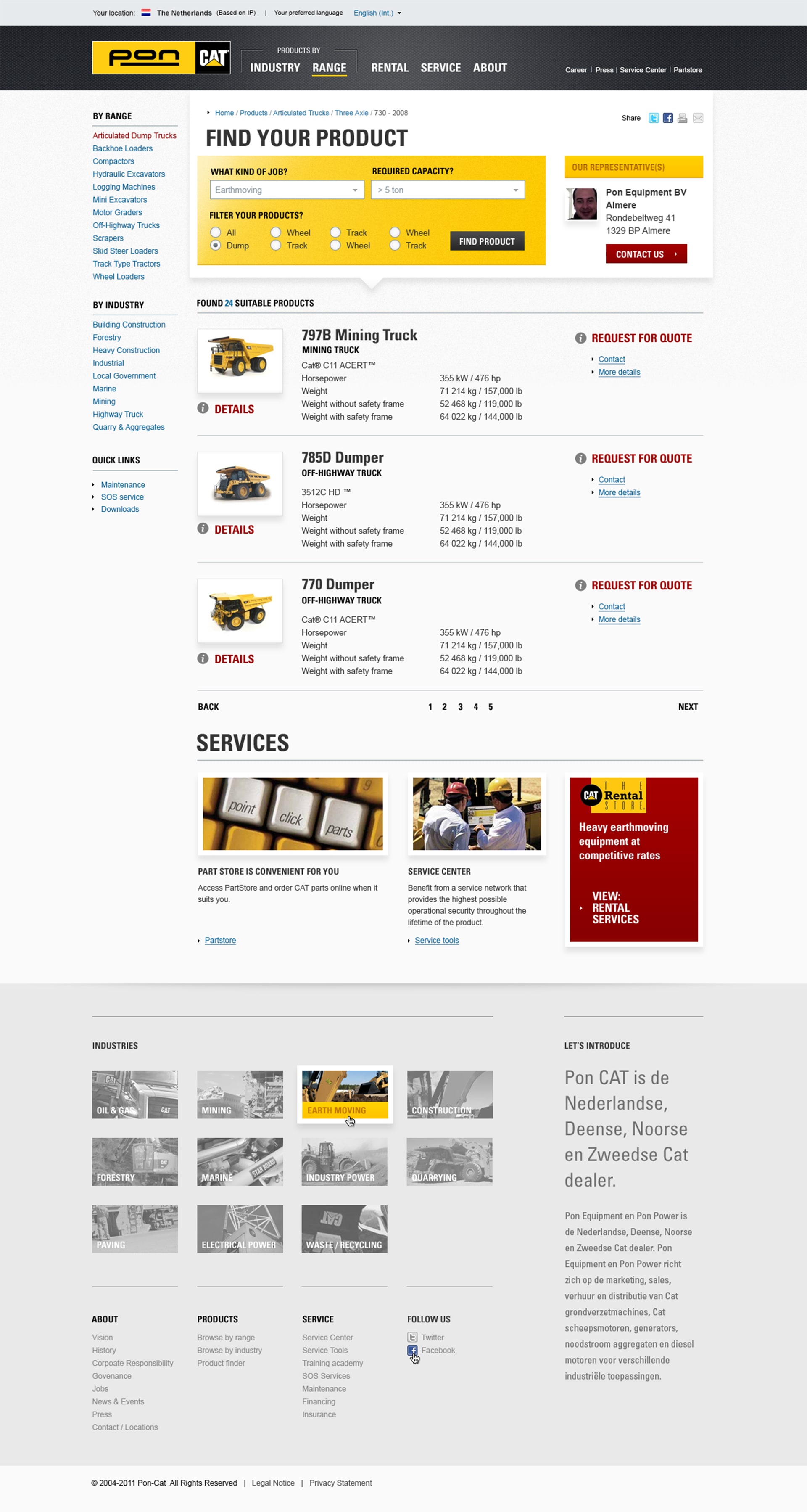 Pon Cat product finder and services
