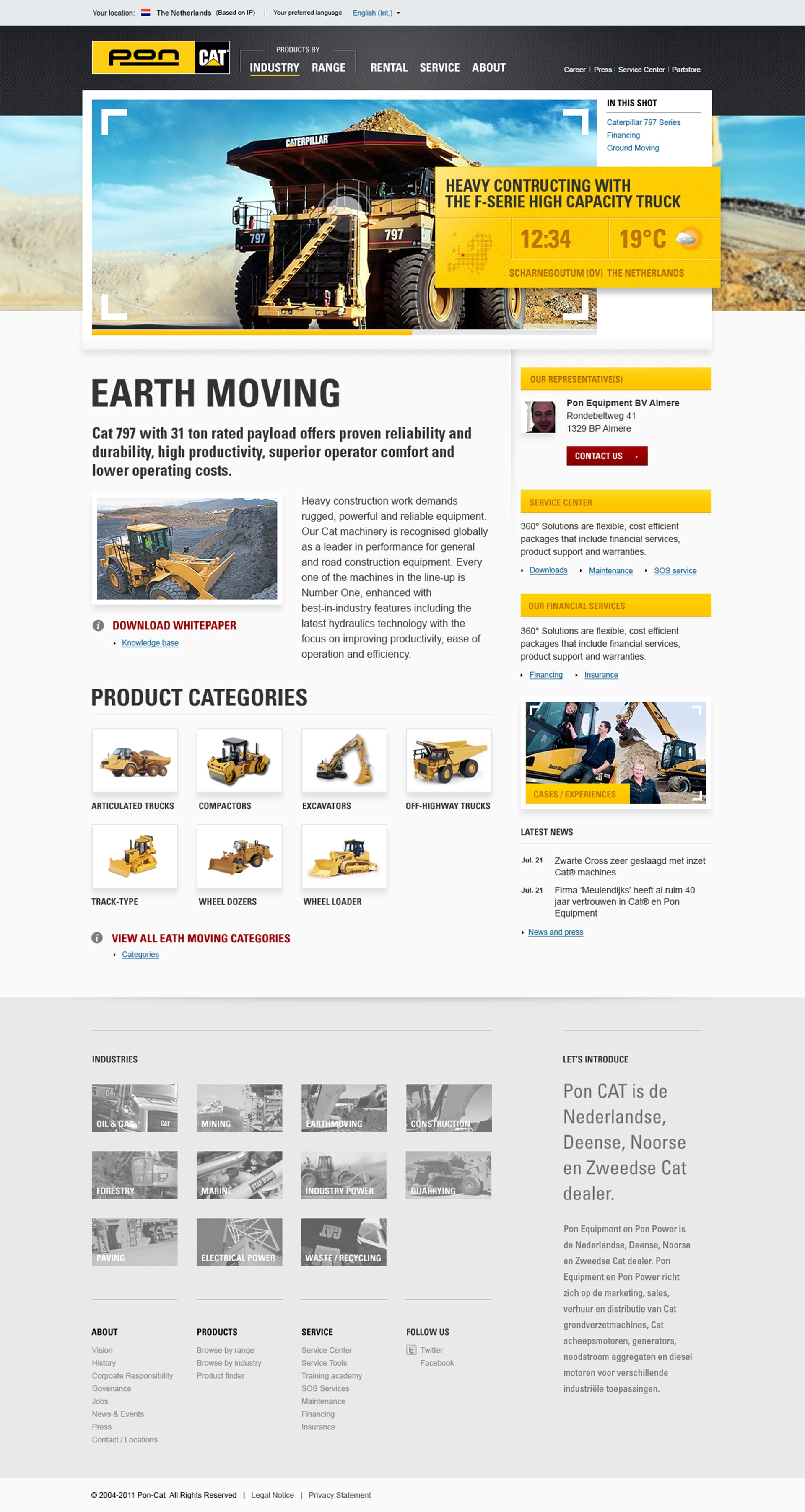 Pon Cat homepage with 797 mining truck