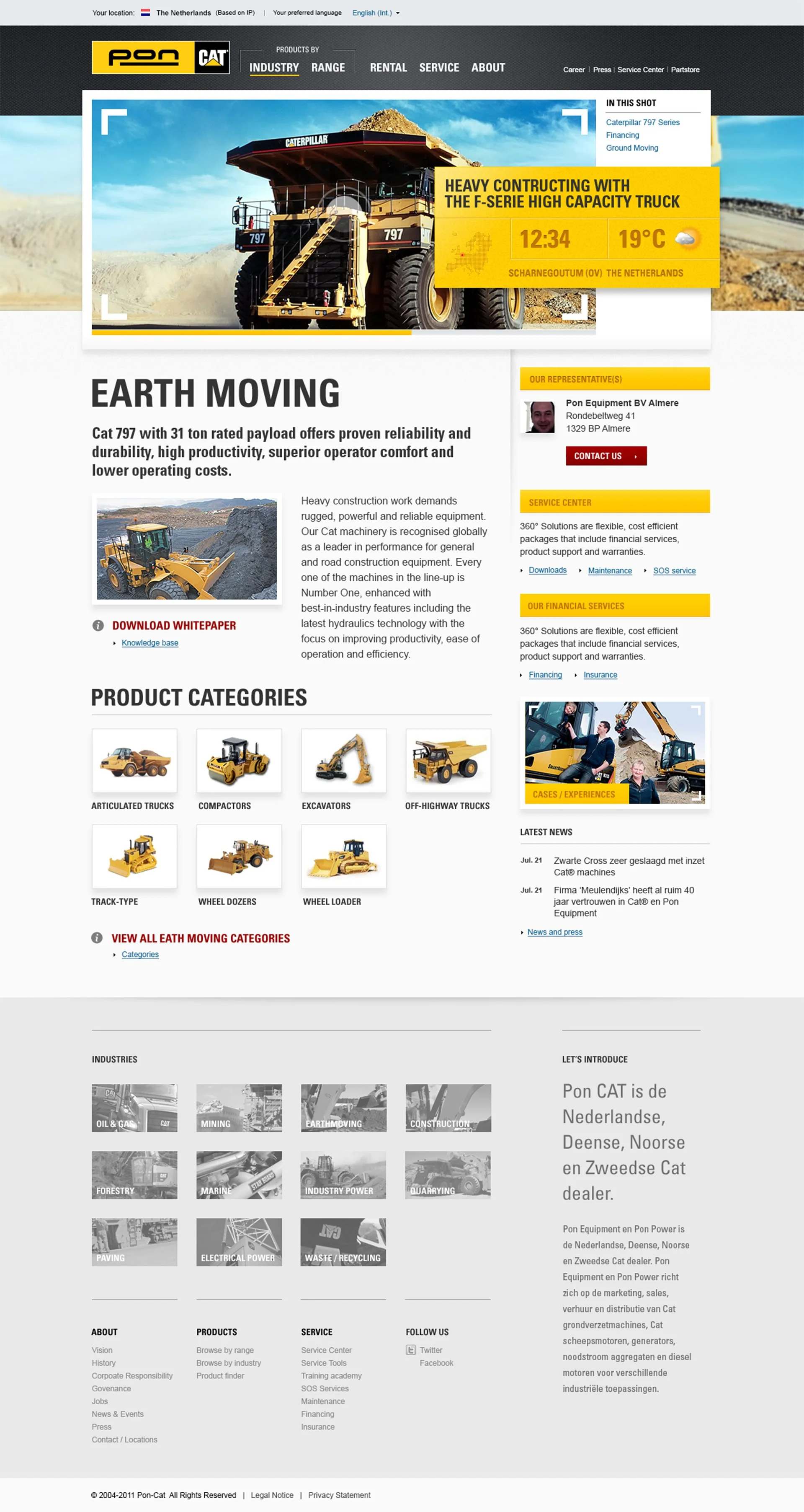 Pon Cat homepage with 797 mining truck