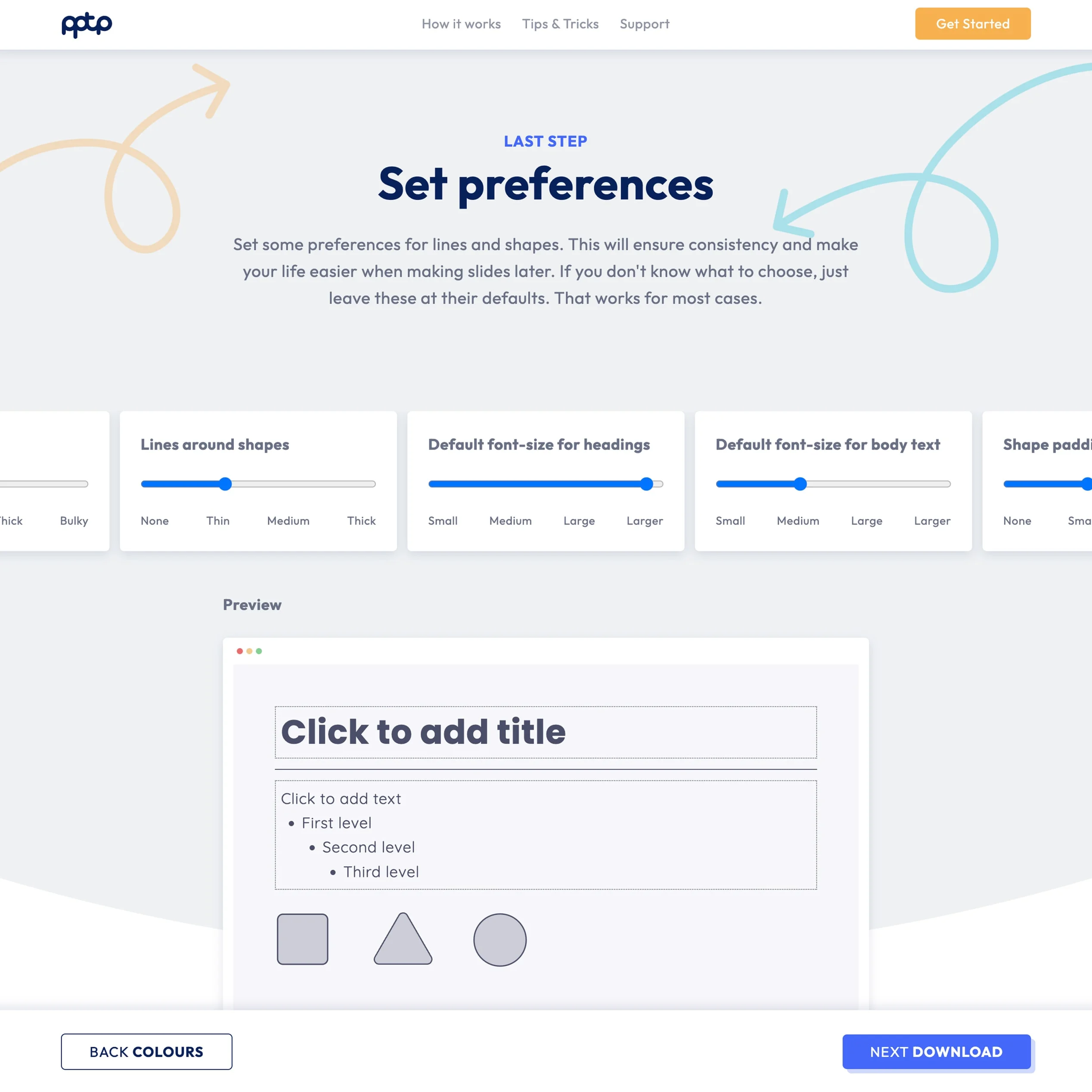ThemeMaker preferences and settings step